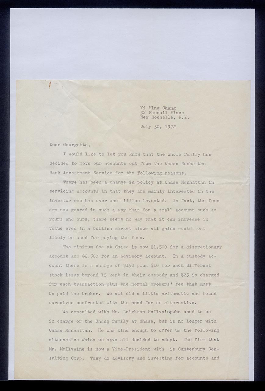 Letter from Chang Yi Ming to Georgette Chen, 30 July 1972 (Page 3 of 6)