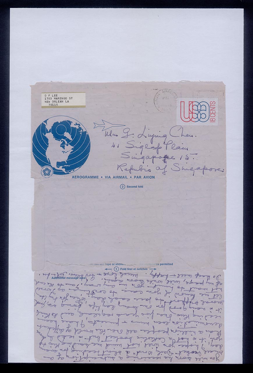 Aerogramme from Dorothy Lee to Georgette Chen, 12 March 1975 (Page 2 of 2)
