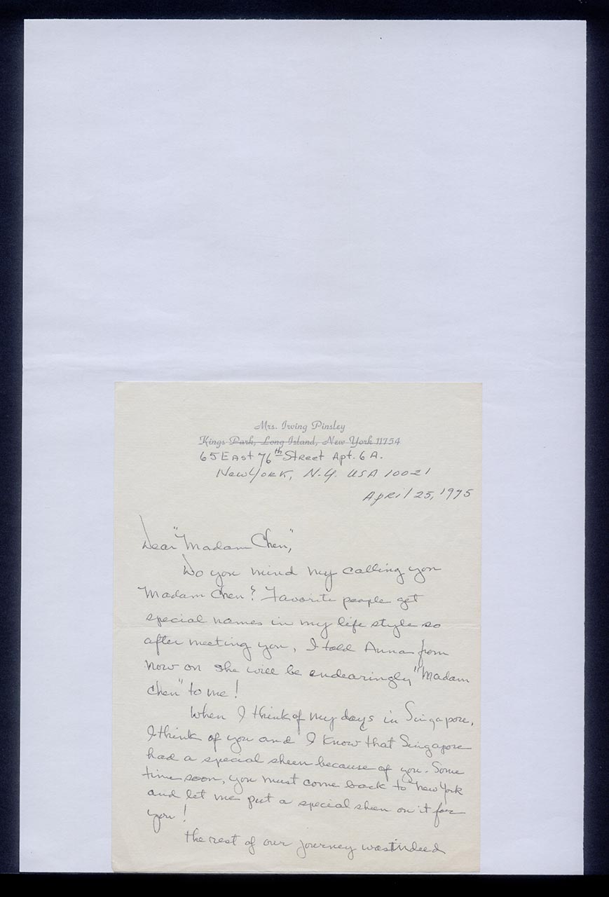 Letter from Rose Pinsley to Georgette Chen, 25 April 1975 (Page 1 of 2)