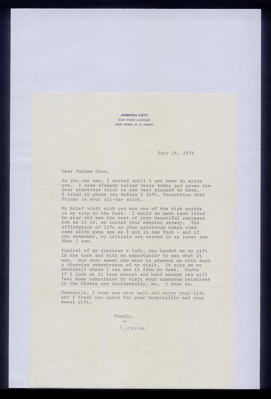 Letter from Jessica Levy to Georgette Chen, 16 July 1975