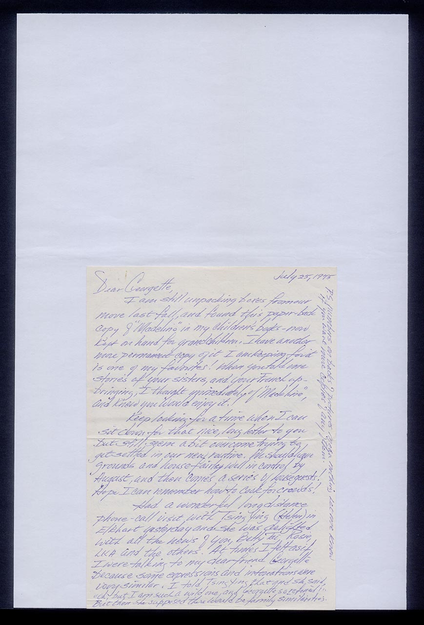 Letter from Martha and Penny to Georgette Chen, 25 July 1975 (Page 1 of 2)