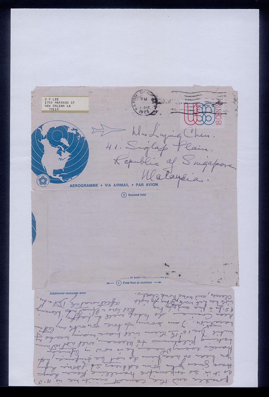 Aerogramme from Dorothy Lee to Georgette Chen, 3 December 1975 (Page 2 of 2)