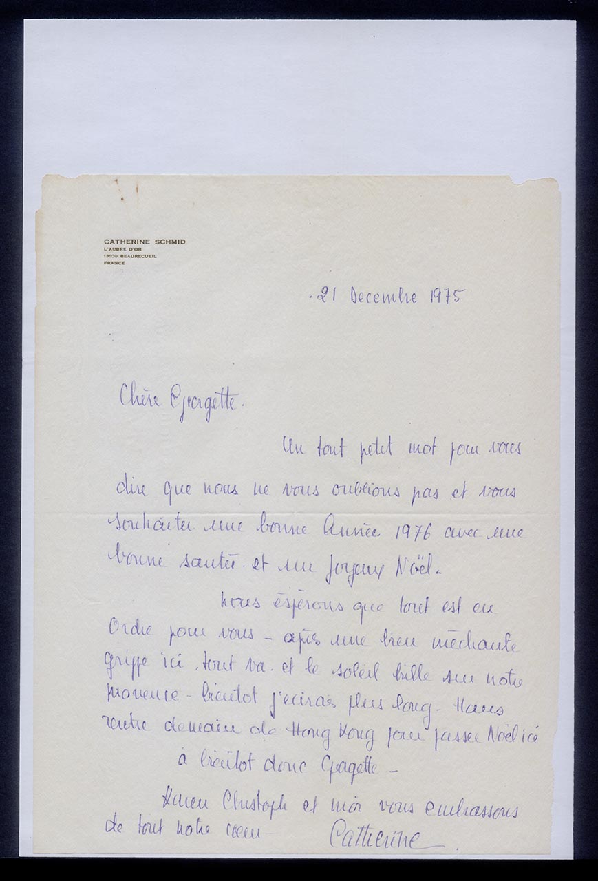 Letter from Katherine Schmid to Georgette Chen, 21 December 1975