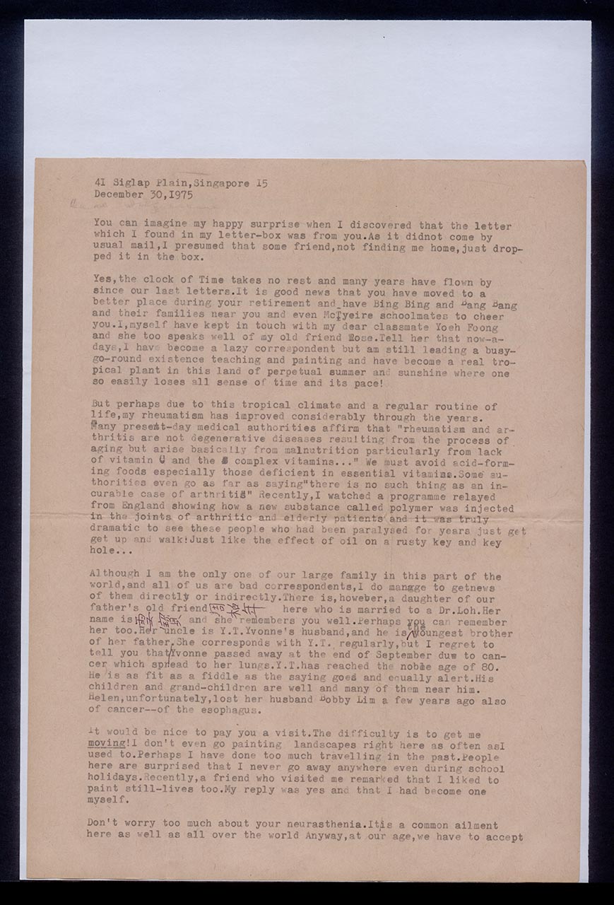 Letter from Georgette Chen to Suzanne Chang, 30 December 1975 (Page 1 of 2)