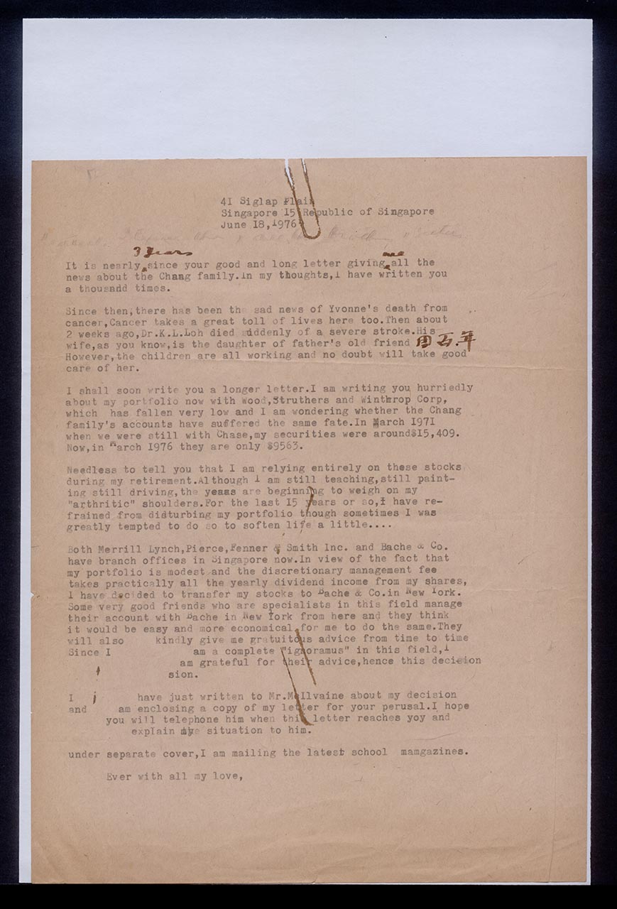 Letter from Georgette Chen, 18 June 1976