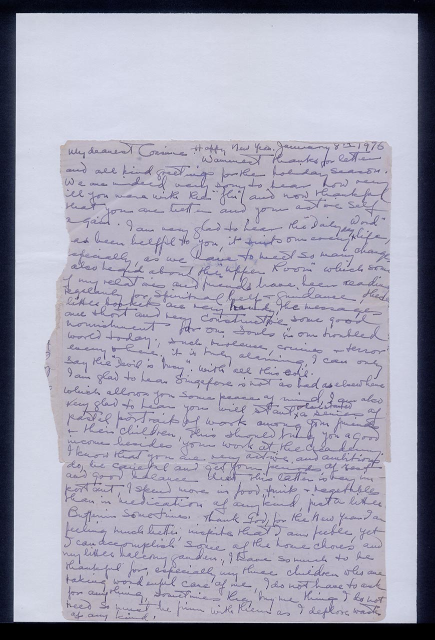Letter from Dorothy Lee to Georgette Chen, 8 January 1976 (Page 1 of 2)