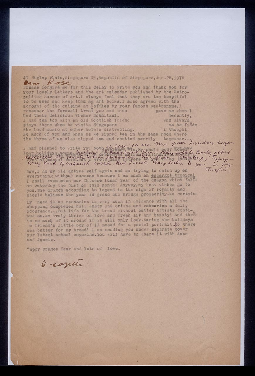Letter from Georgette Chen to Rose, 28 January 1976