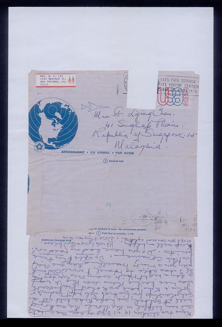 Aerogramme from Dorothy Lee to Georgette Chen, 12 April 1976 (Page 2 of 2)
