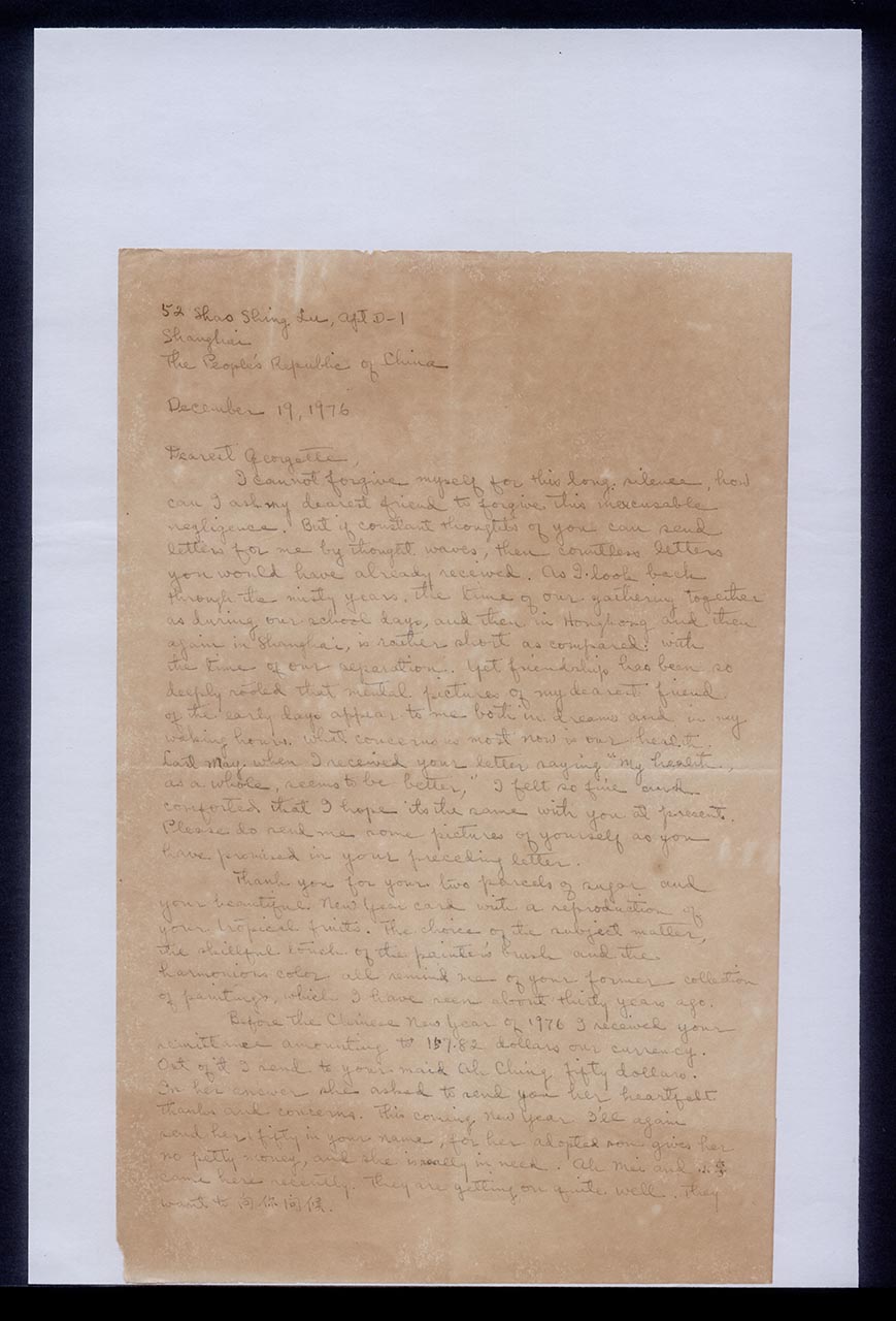 Letter from Chuang Yoeh Foong to Georgette Chen, 19 December 1976 (Page 1 of 2)