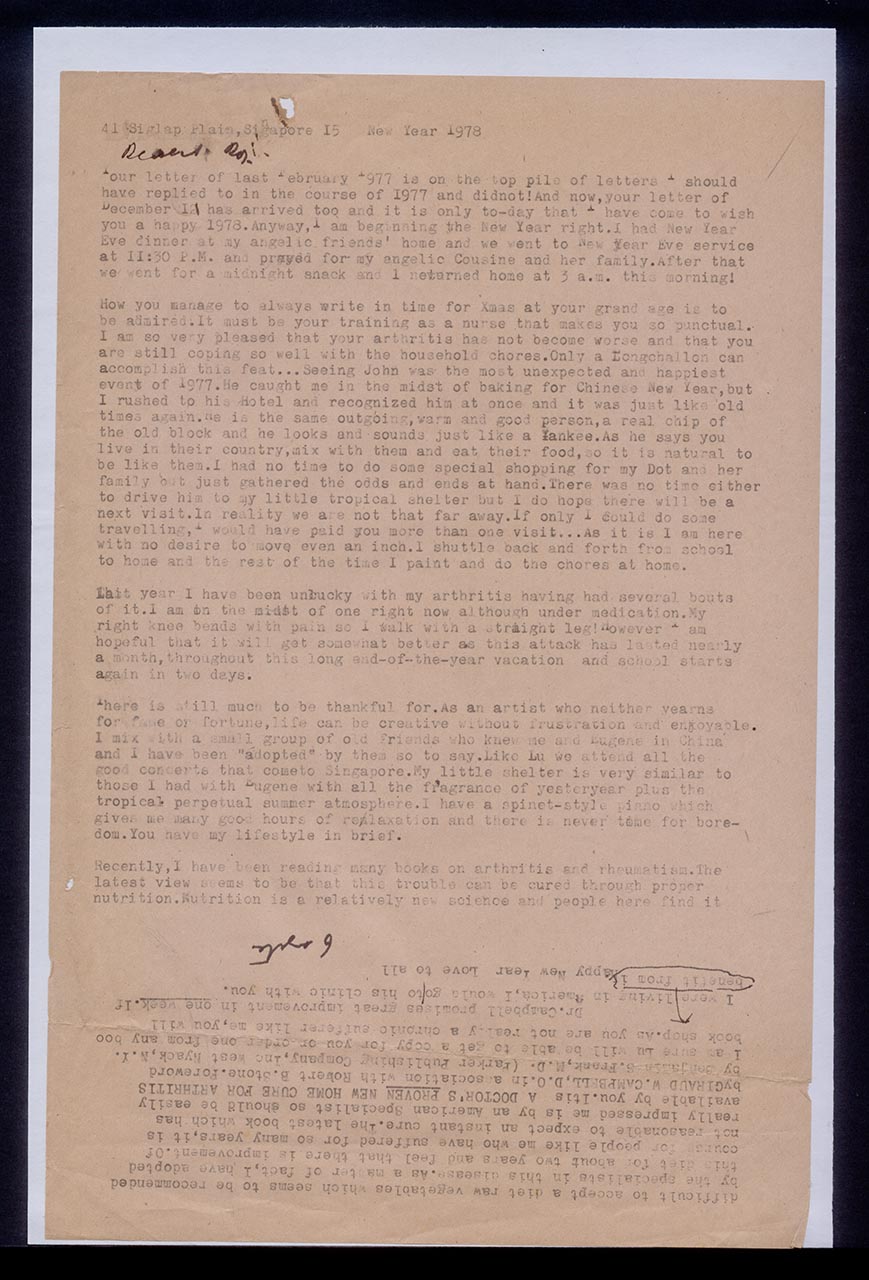 Letter from Georgette Chen to Dorothy Lee, 1 January 1978