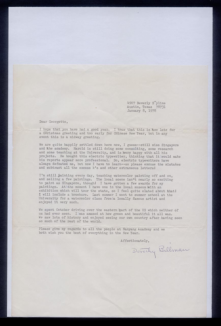 Letter from Dorothy Billman to Georgette Chen, 8 January 1978 (Page 7 of 7)