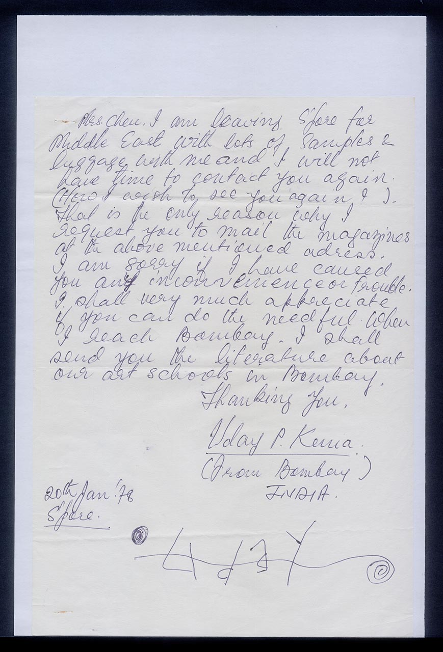 Letter from Uday P. Kenia to Georgette Chen, 20 January 1978 (Page 2 of 4)