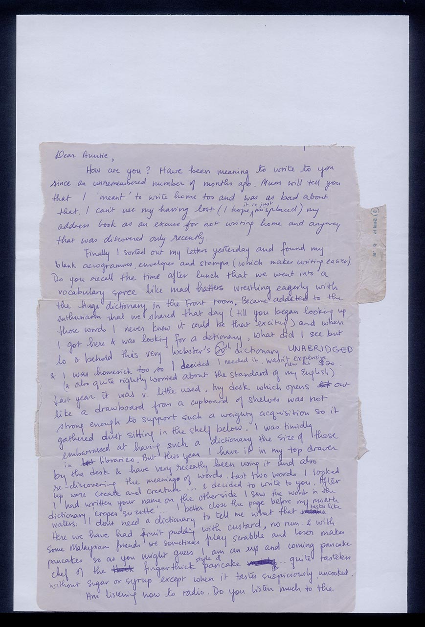 Aerogramme from Sibyl to Georgette Chen, 2 October 1976 (Page 1 of 2)