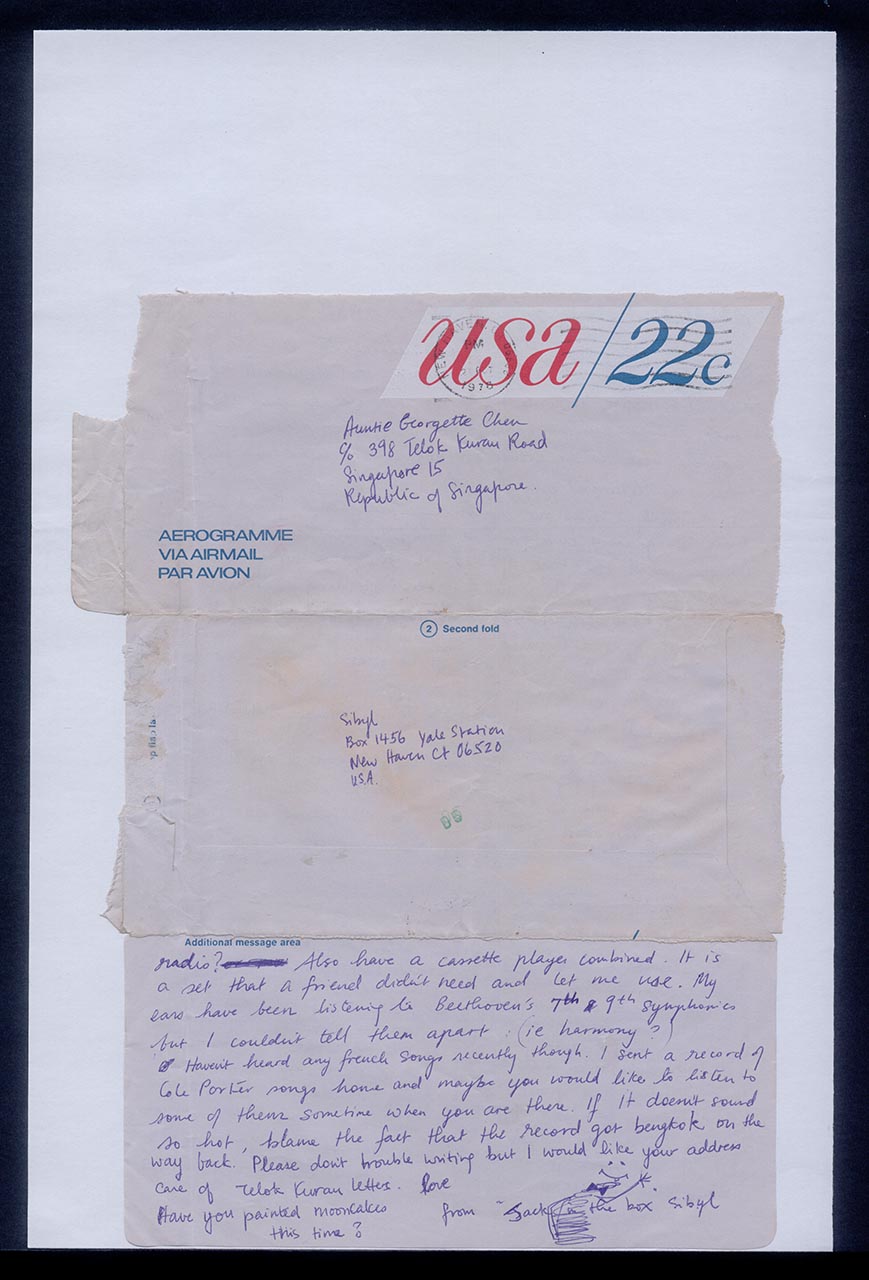 Aerogramme from Sibyl to Georgette Chen, 2 October 1976 (Page 2 of 2)