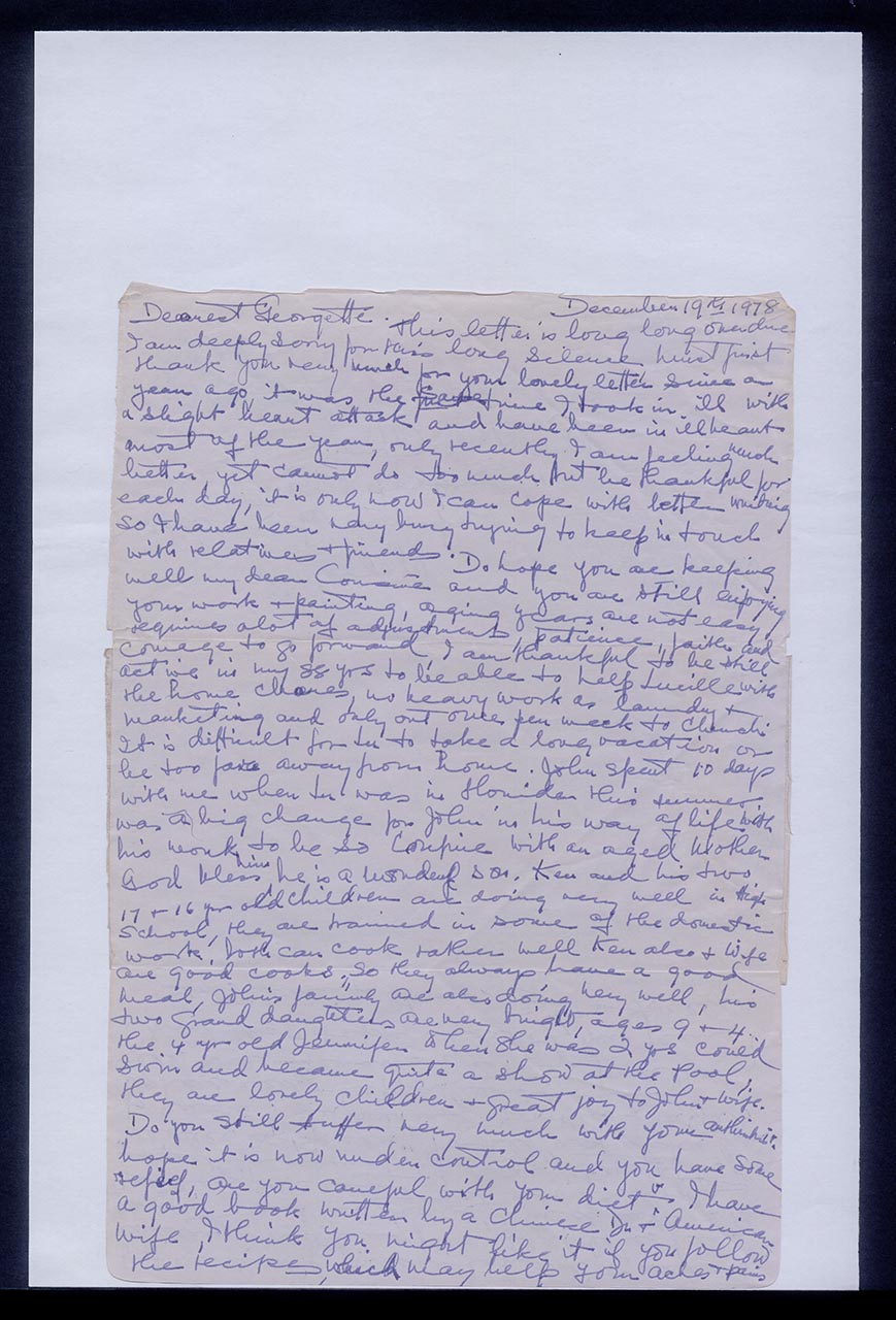 Letter from Dorothy Lee and Lucille Lee to Georgette Chen, 19 December 1978 (Page 1 of 2)
