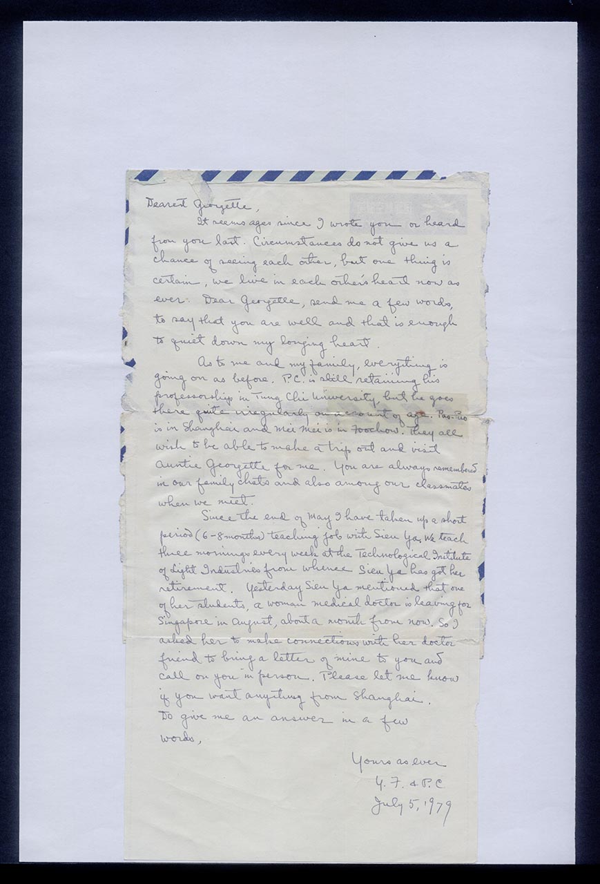 Letter from Chuang Yoeh Foong and P.C. Chuang to Georgette Chen, 5 July 1979 (Page 1 of 2)