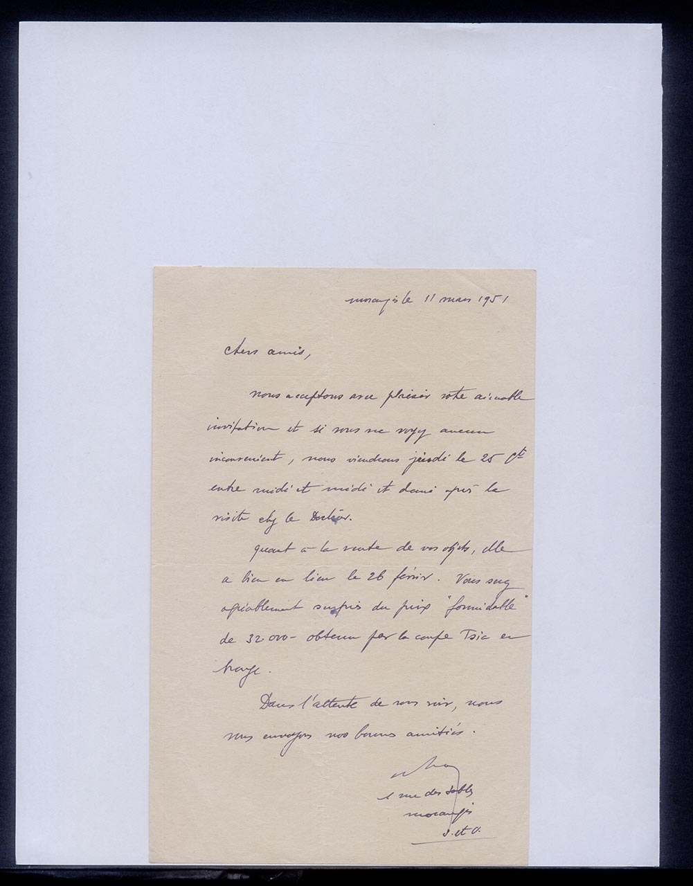 Letter from Mr. Whon to Georgette Chen, 11 March 1951
