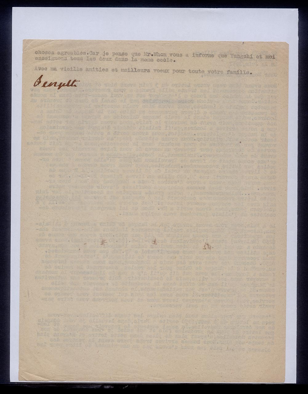 Letter from Georgette Chen to Mr. Houamphou, 14 June 1951 (Page 2 of 2)