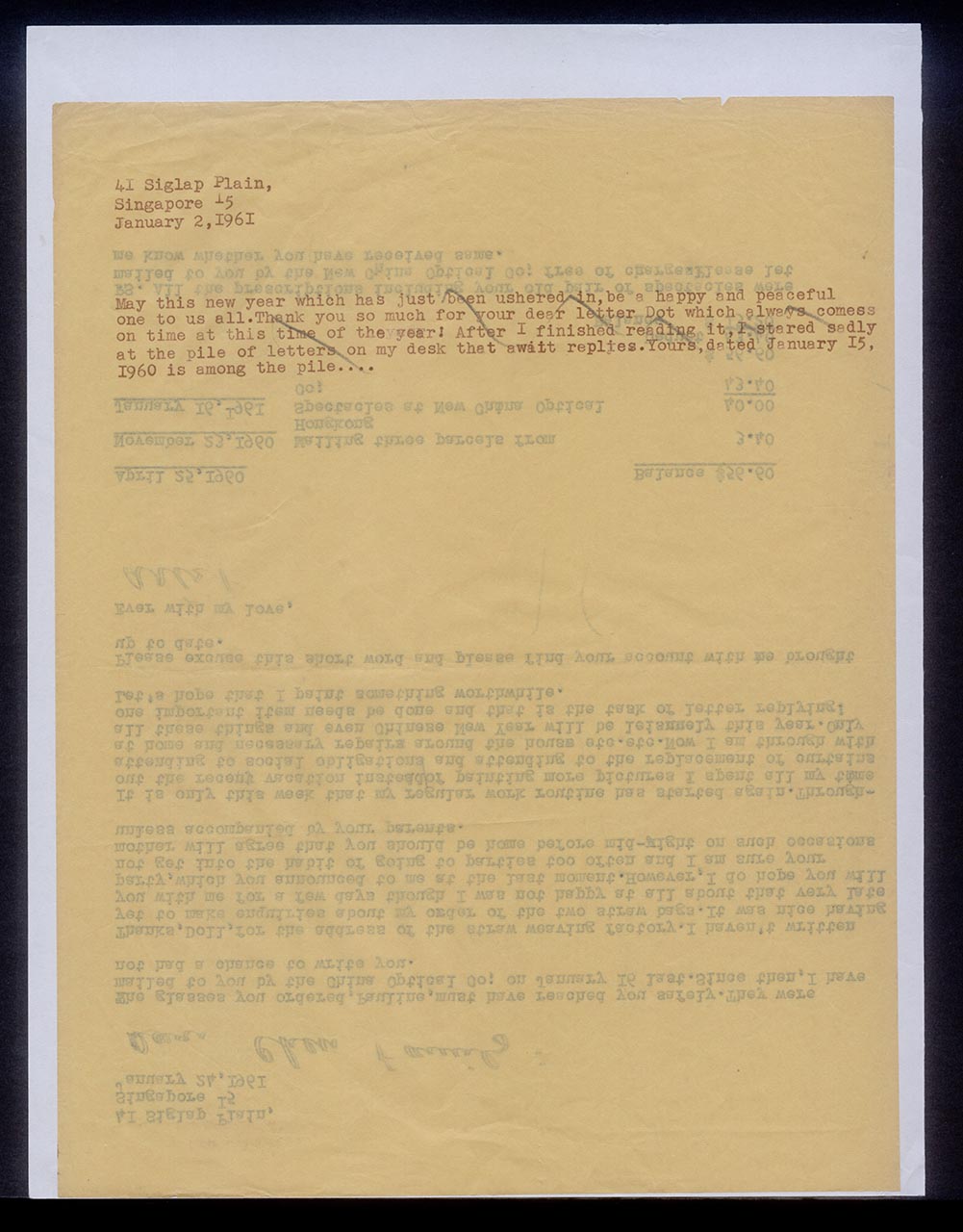 Letter from Georgette Chen to Chen family, 24 January 1961 (Page 2 of 2)