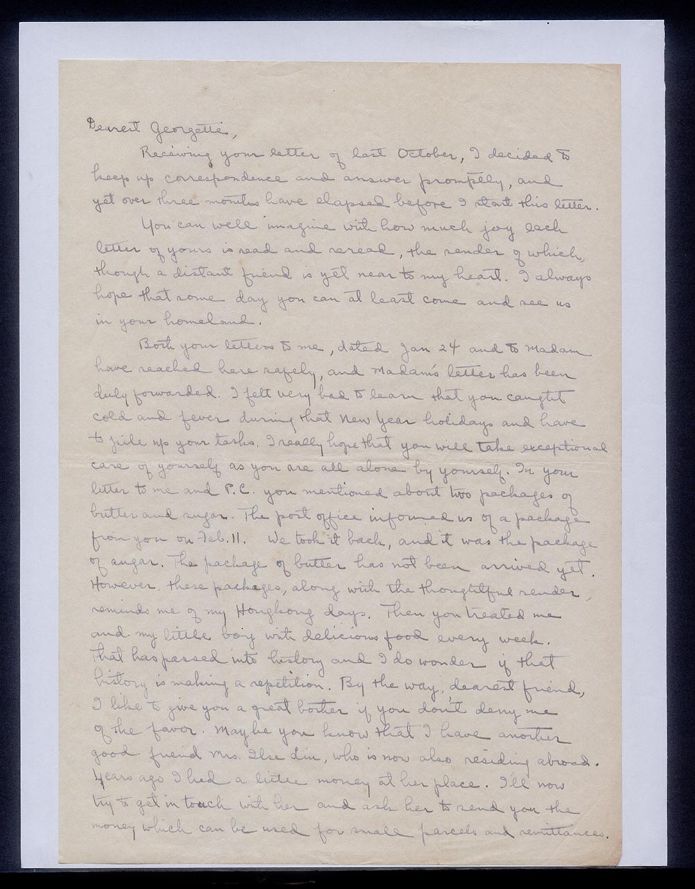 Letter from Chuang Yoeh Foong to Georgette Chen, 24 February 1961 (Page 1 of 2)