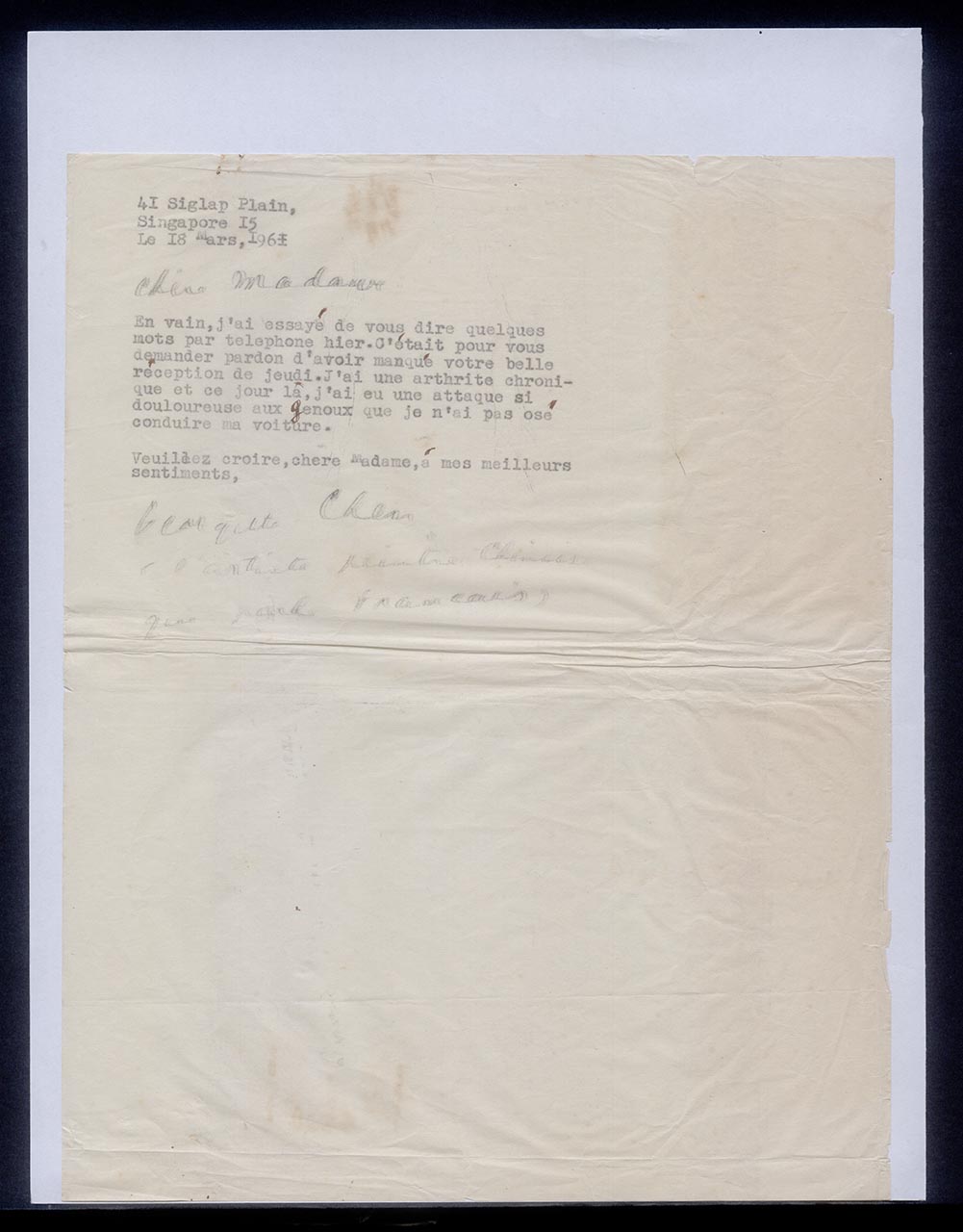 French letter, 18 March 1961