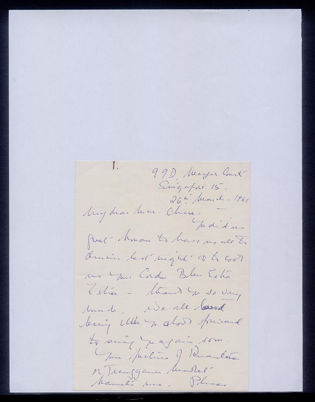 Letter from Winifred Holmes to Georgette Chen, 26 March 1961 (Page 1 of 2)