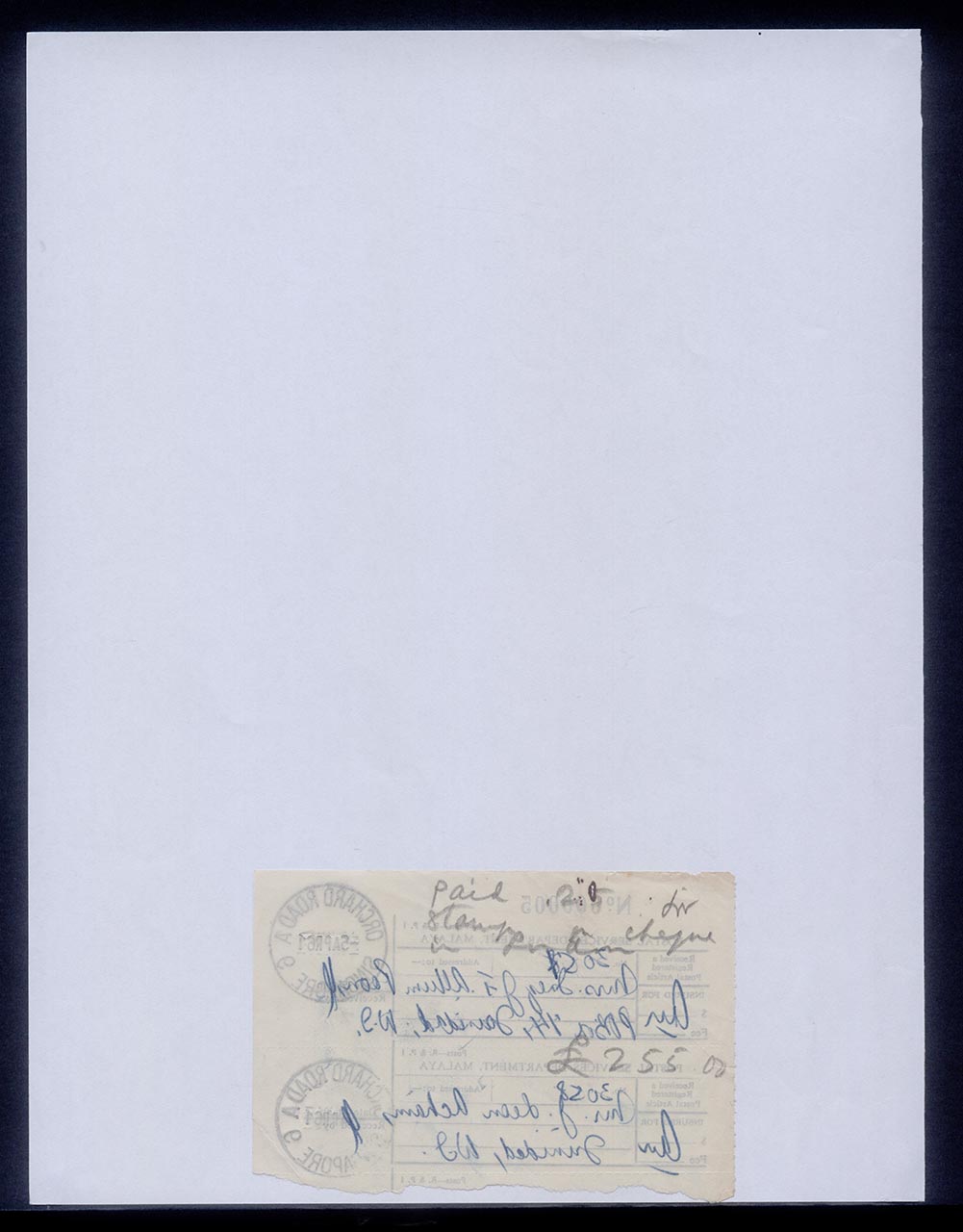 Receipt for the registered mail Inez Achem sent, 3 April 1961 (Page 2 of 2)