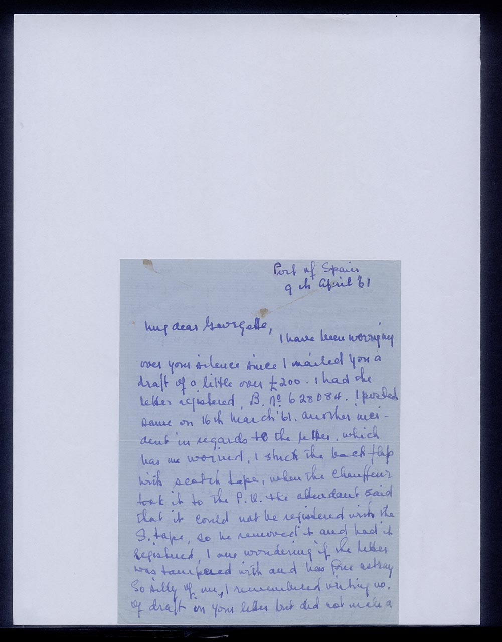 Letter from Inez Achem to Georgette Chen, 9 April 1961 (Page 1 of 2)