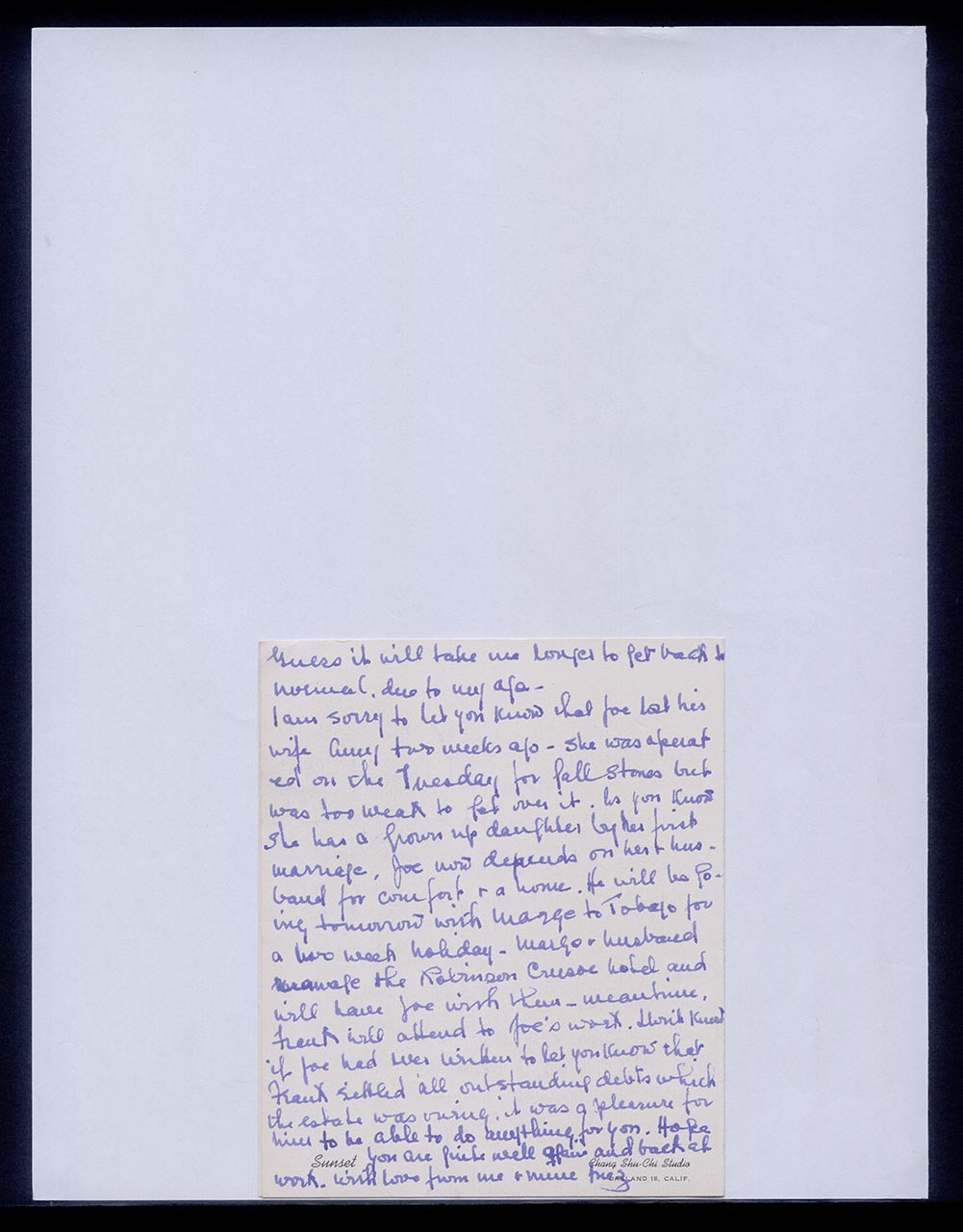 Card from Inez Achem to Georgette Chen, 13 October 1961 (Page 4 of 4)