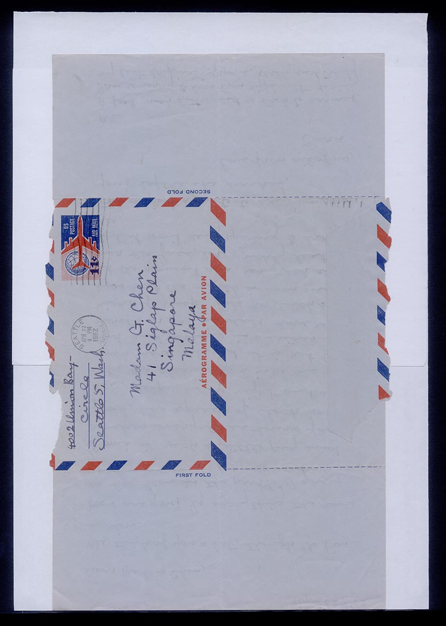 Aerogramme from Kim Sura to Georgette Chen, 27 April 1962 (Page 2 of 2)