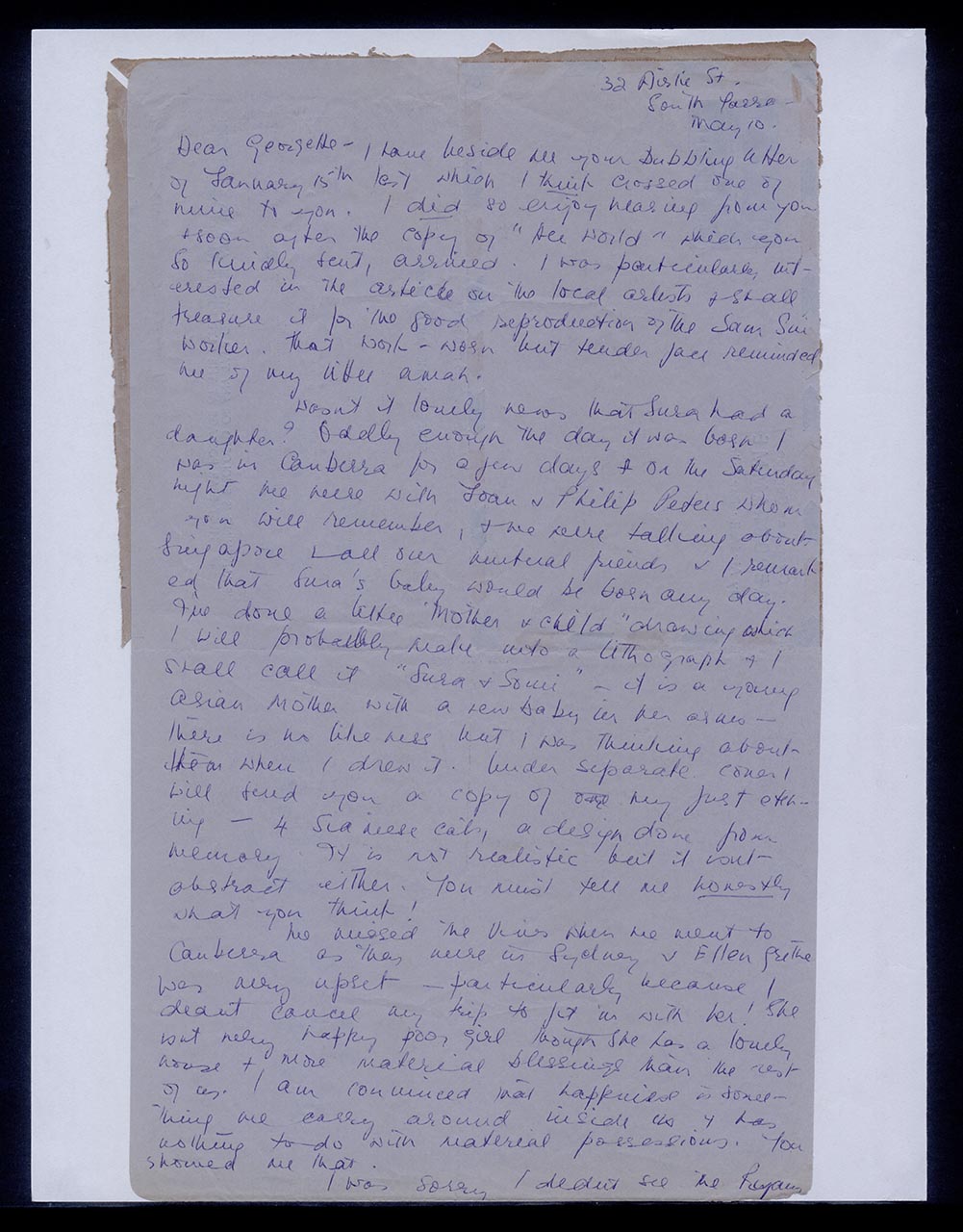 Letter from Patricia Northmore Kennison to Georgette Chen, 10 May 1962 (Page 1 of 2)
