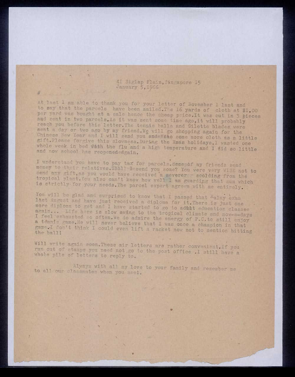 Letter from Georgette Chen, 5 January 1966
