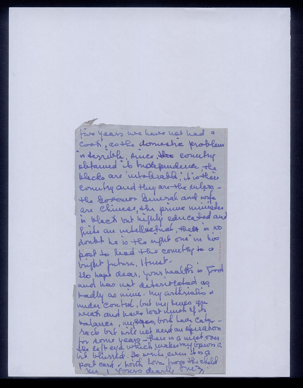 Aerogramme from Inez Achem to Georgette Chen, 11 March 1966 (Page 2 of 3)