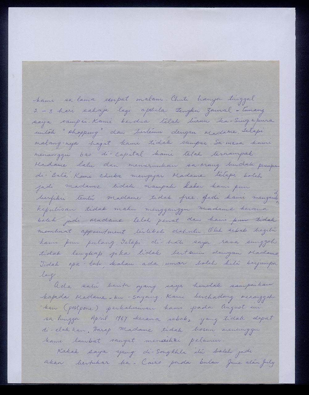 Letter from Raigah Ghani to Georgette Chen, 10 May 1966 (Page 2 of 3)
