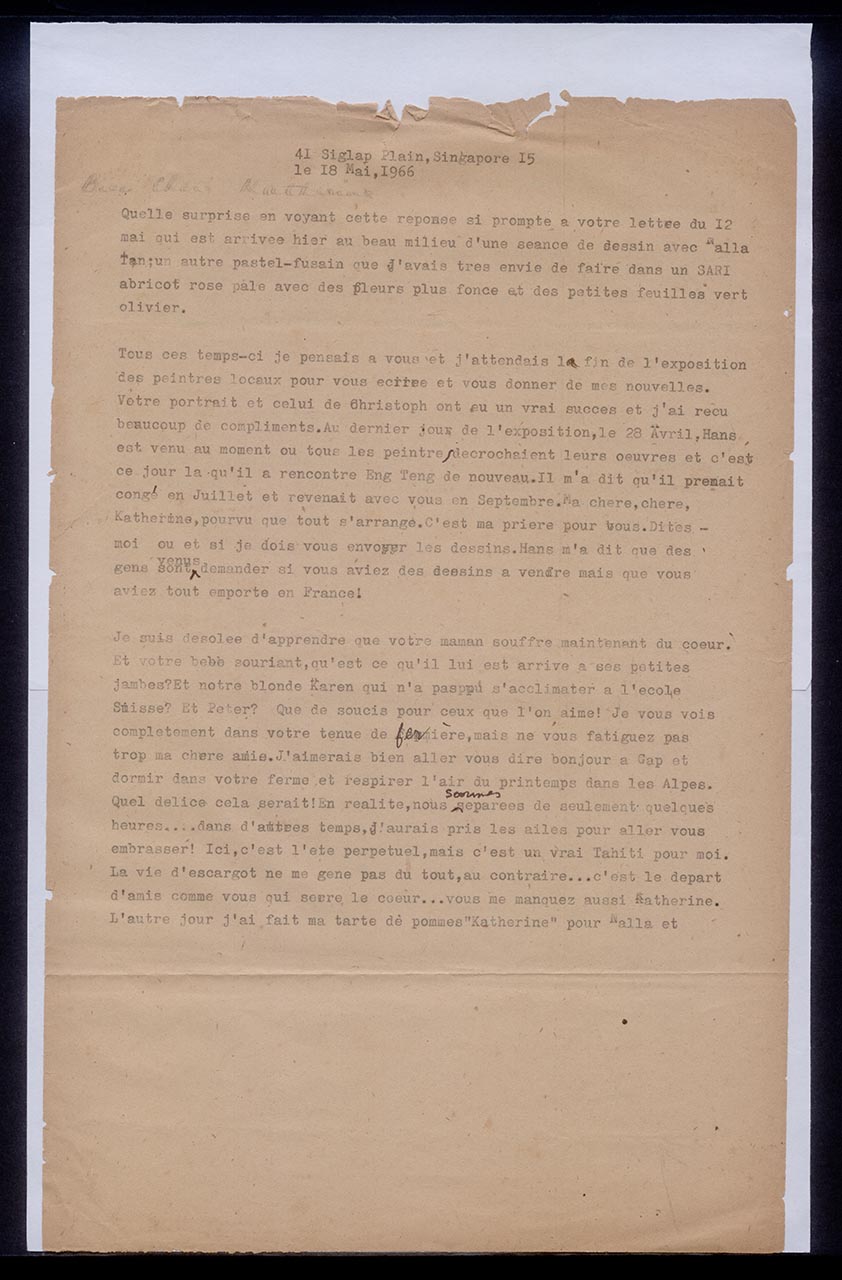 Letter from Georgette Chen to Katherine Schmid, 18 May 1966 (Page 1 of 2)