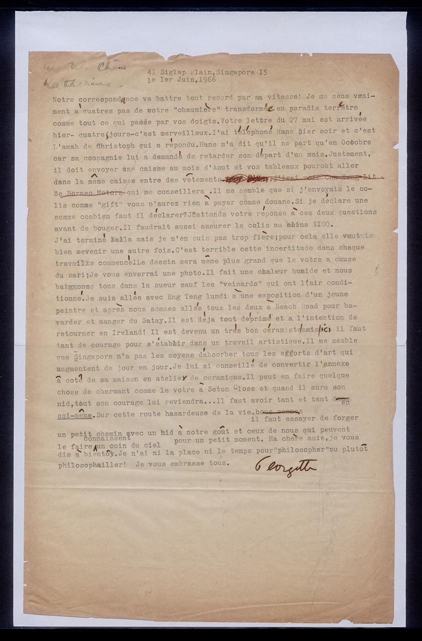 Letter from Georgette Chen to Katherine Schmid, 1 June 1966