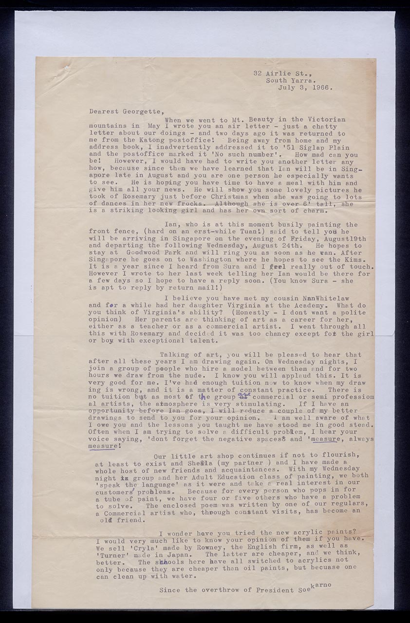 Letter from Patricia Northmore Kennison to Georgette Chen, 3 July 1966 (Page 1 of 3)
