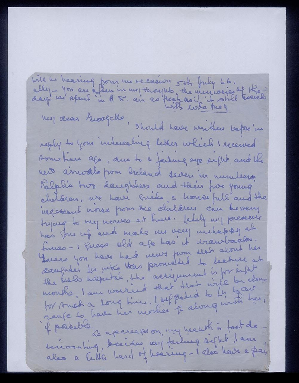 Letter from Inez Achem to Georgette Chen, 5 July 1966 (Page 1 of 3)