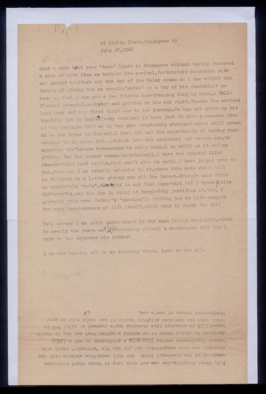 Letter from Georgette Chen to Patricia Northmore Kennison, 27 July 1966