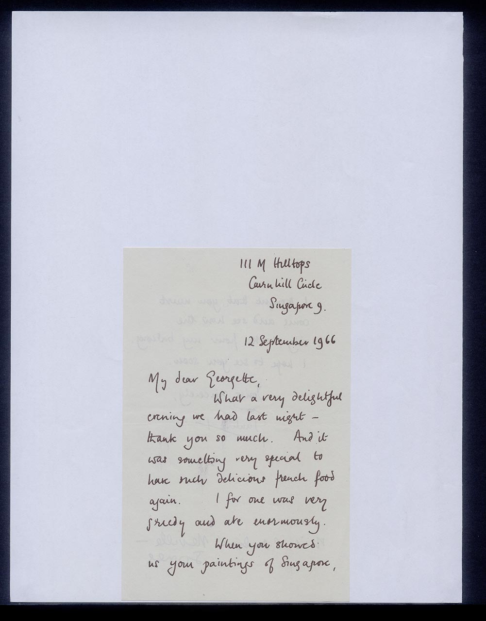 Letter from Pauline Neville-Jones to Georgette Chen, 12 September 1966 (Page 1 of 2)