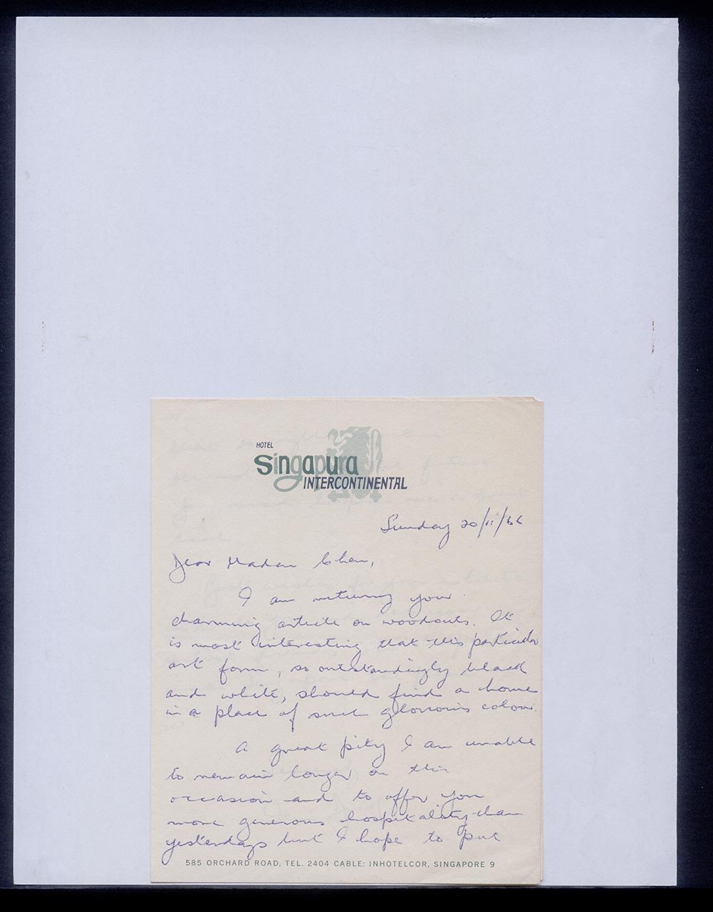 Letter to Georgette Chen, 20 November 1966 (Page 1 of 3)