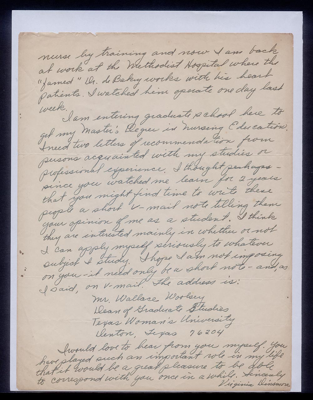 Letter from Virginia Dinsmore to Georgette Chen, 22 November 1966 (Page 2 of 2)