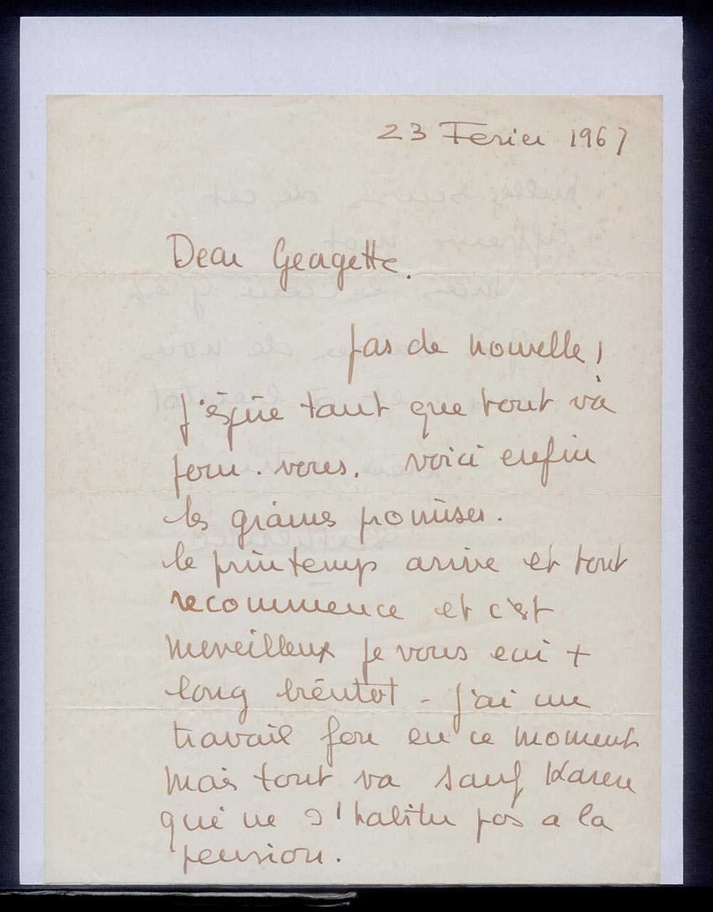 Letter from Katherine Schmid to Georgette Chen, 23 February 1967 (Page 1 of 2)
