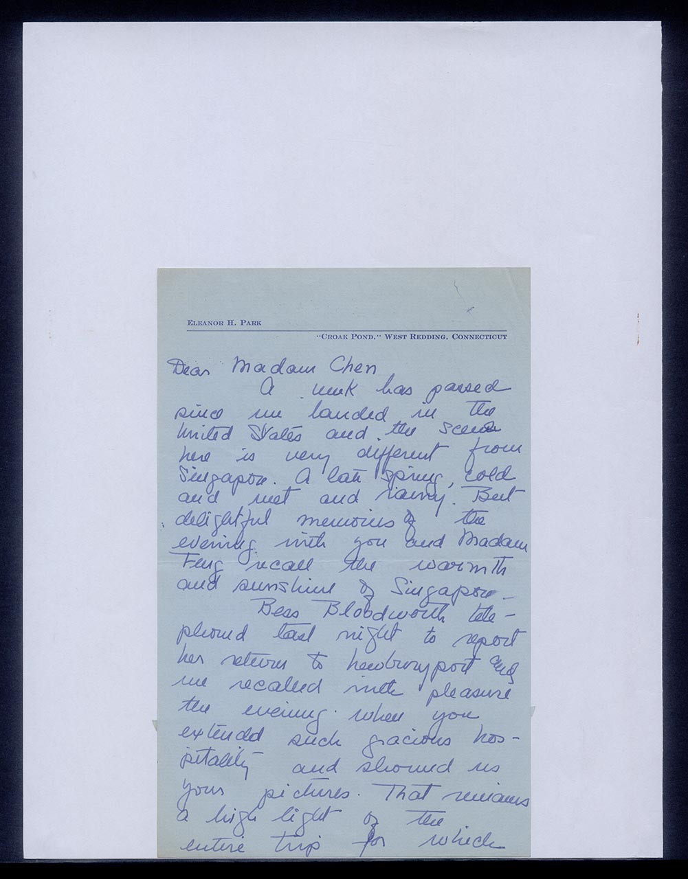 Letter from Eleanor H. Park to Georgette Chen, 15 May 1967 (Page 1 of 2)