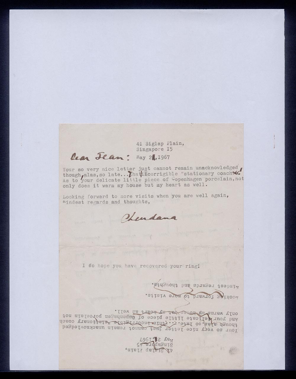 Letter from Georgette Chen to Jean, 21 May 1967