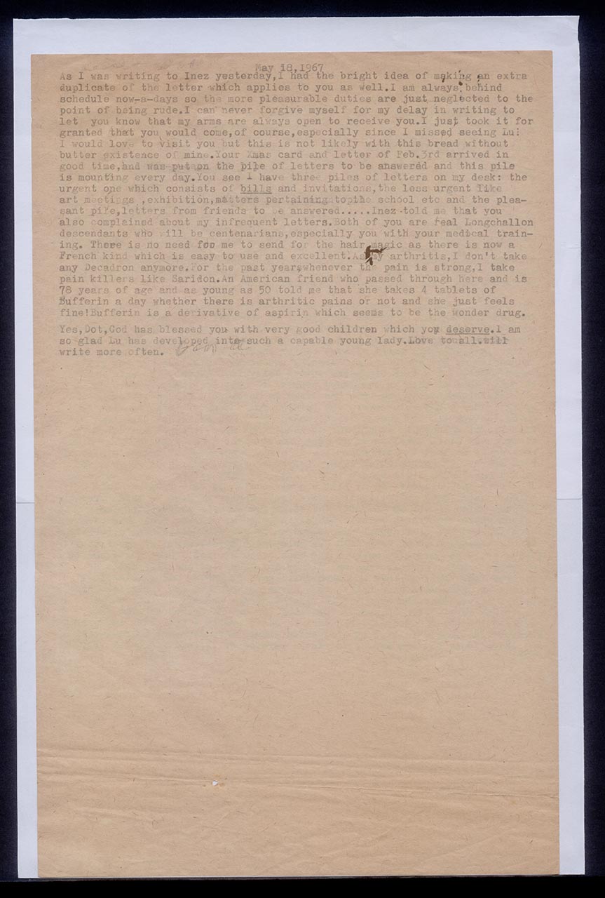 Letter from Georgette Chen to Dorothy Lee, 17 May 1967 (Page 2 of 2)
