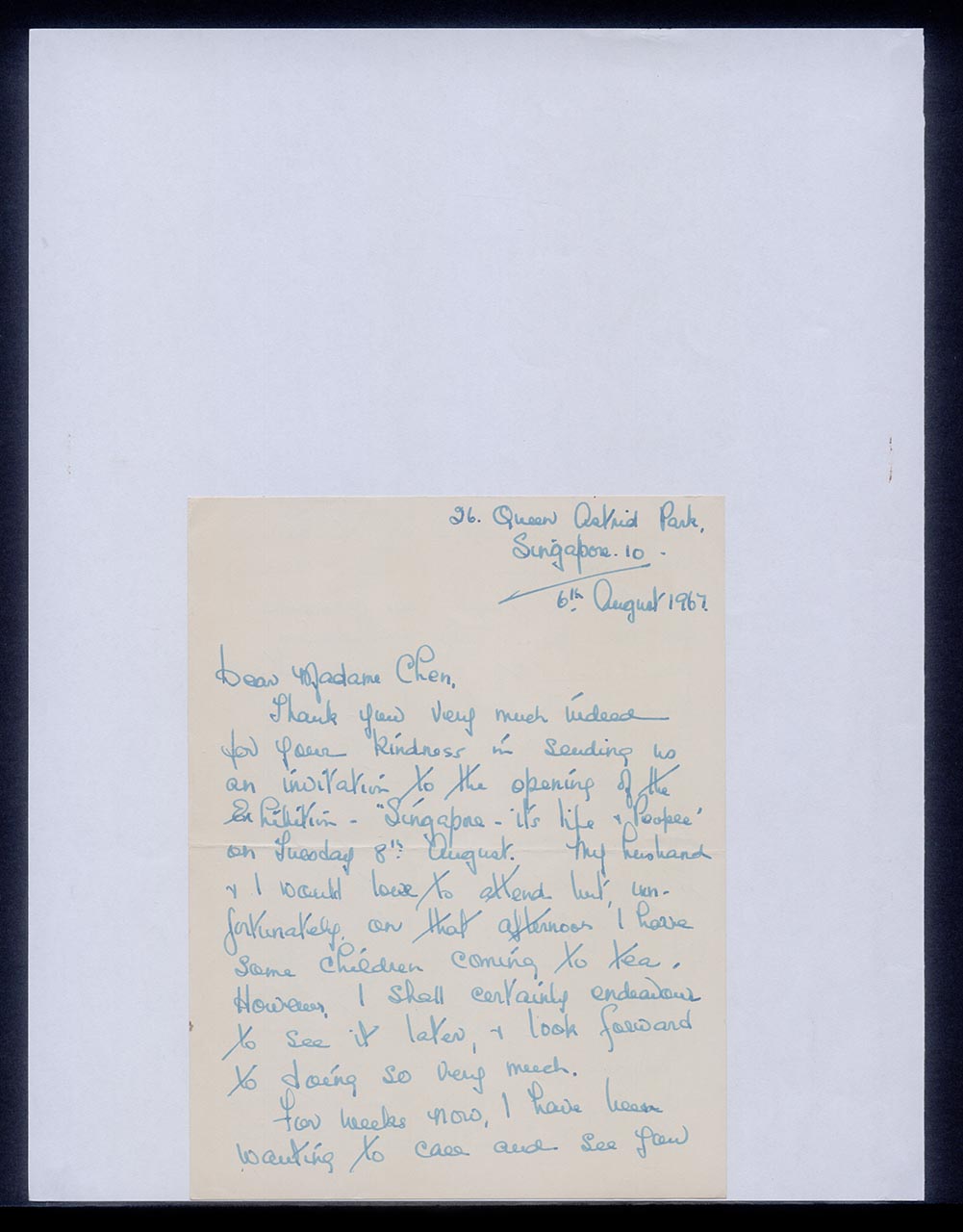 Letter from Elizabeth Walker to Georgette Chen, 6 August 1967 (Page 1 of 4)