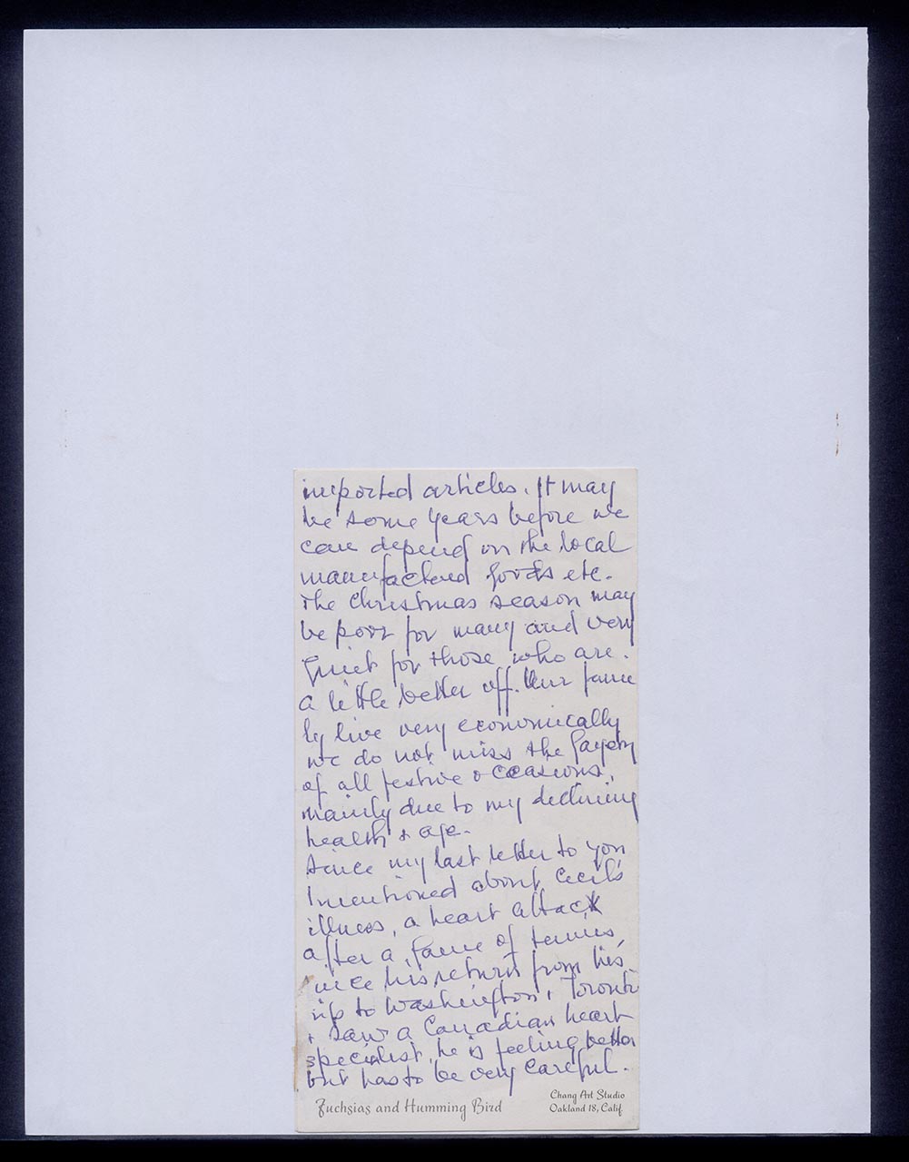 Card from Inez Achem to Georgette Chen, 6 December 1967 (Page 6 of 6)