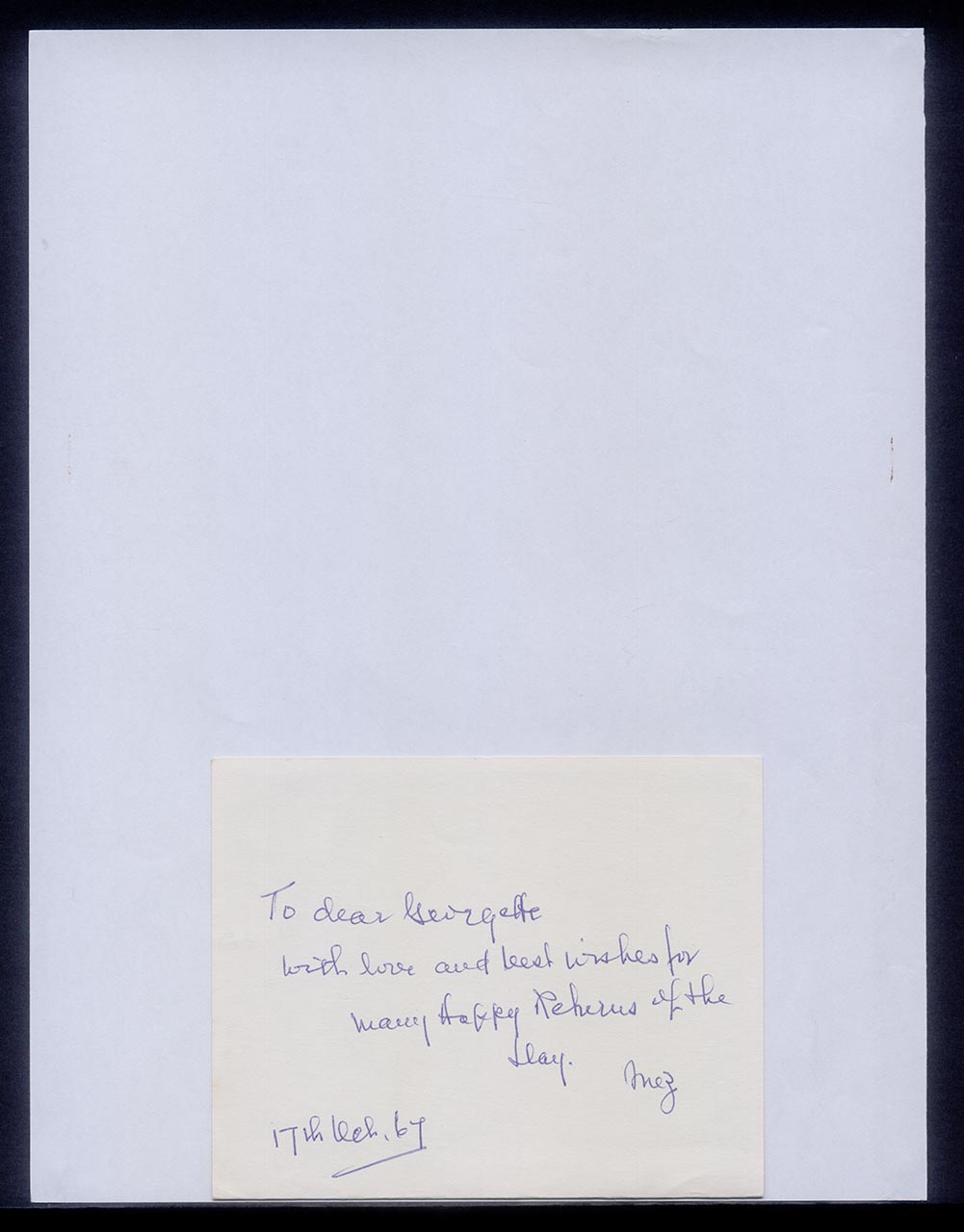 Card from Inez Achem to Georgette Chen, 12 February 1967 (Page 2 of 6)