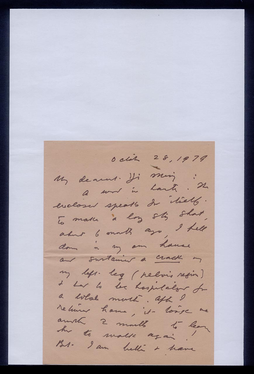 Draft of letter from Georgette Chen to Chang Yi Ming, 28 October 1979 (Page 1 of 2)